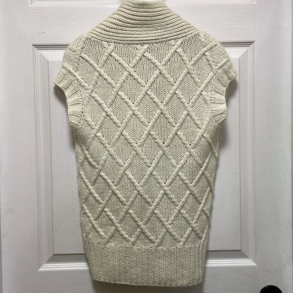 LEFT ON HOUSTON Cable Knit Front Snap Button Cowl Sweater Vest Size S - Picture 4 of 10